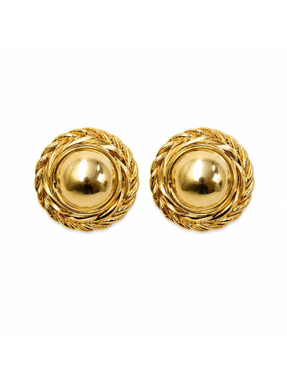 Vintage Givenchy Gold-Tone Round Button Clip-On Earrings | Signed | Collectible